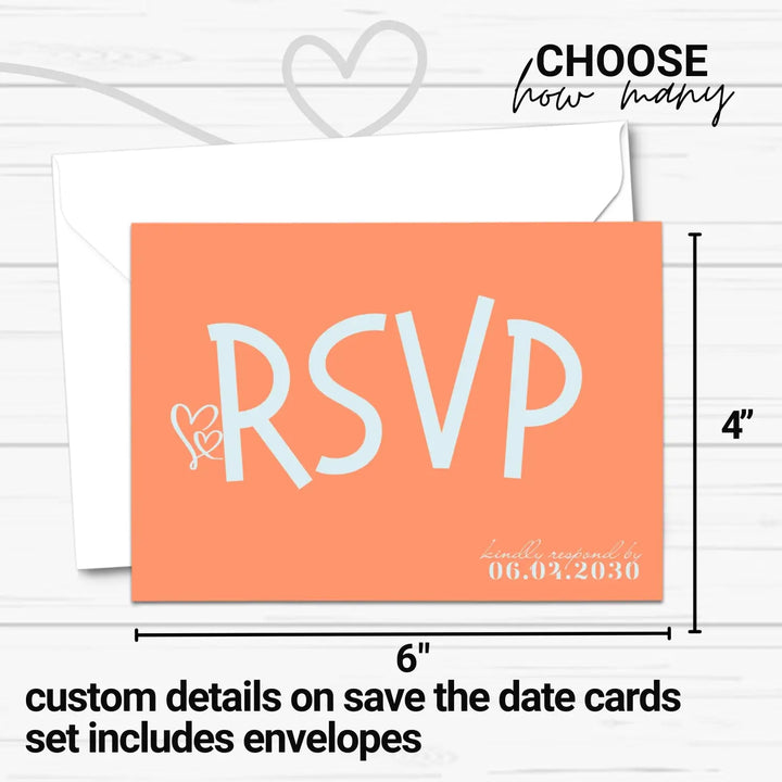 Custom Sherbert Ice RSVP Cards with Elegant White Calligraphy - Premium Card Stock, 4x6 Inch Size