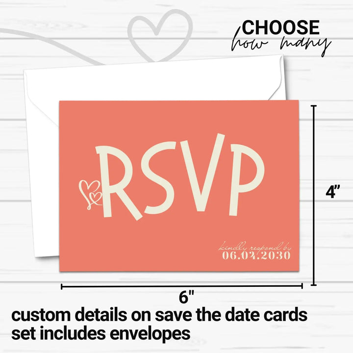 Watermelon RSVP Cards with Elegant Calligraphy - Premium Card Stock, 4x6 Inch