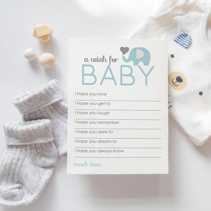Boy baby shower blue elephant advice cards - 20-pack keepsake wishes 4x6 memory activity set - office product