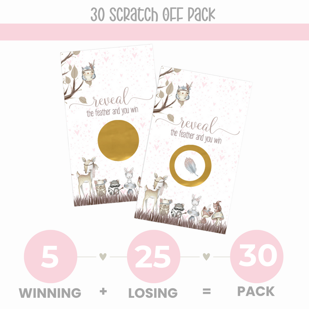 Girls Woodland Scratch Off Game Cards (30 Pack) - Paper Clever Party