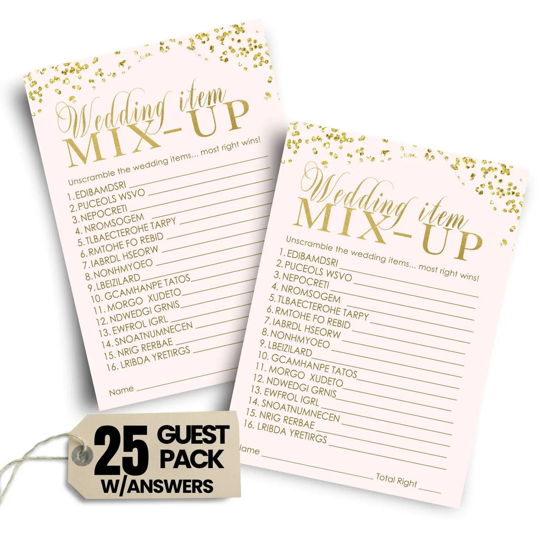 wedding-word-scramble-game-pink-gold-elegance-for-25-paper-clever-party for Free Printable Bridal Shower Games Word Scramble With Answers Wedding Word Scramble Game - Pink & Gold Elegance for 25 – Paper Clever Party for Free Printable Bridal Shower Games Word Scramble With Answers