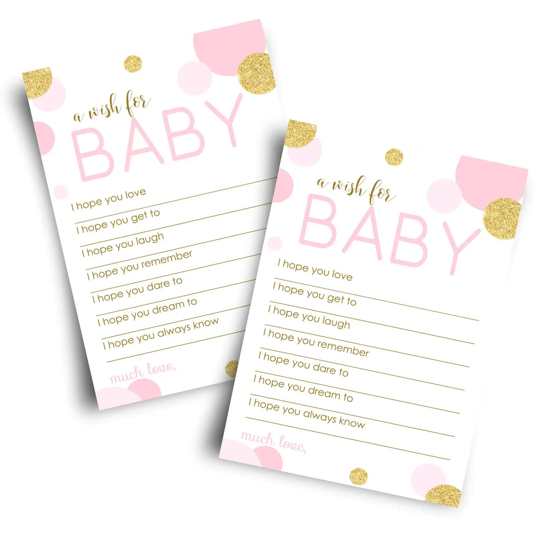 Pink & Gold Girl Baby Shower Advice Cards - 20-Pack Keepsake Wishes, 4x6 Memory Activity Set