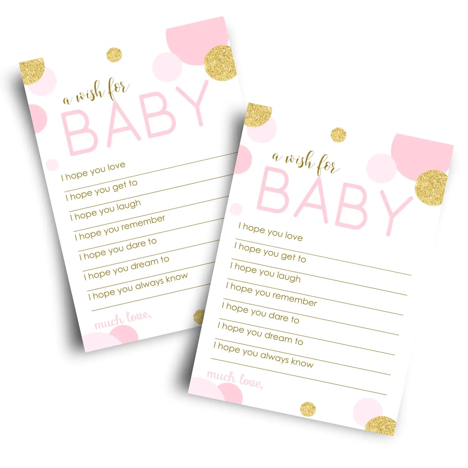 Pink & gold girl baby shower advice cards - 20-pack keepsake wishes 4x6 memory activity set - office product