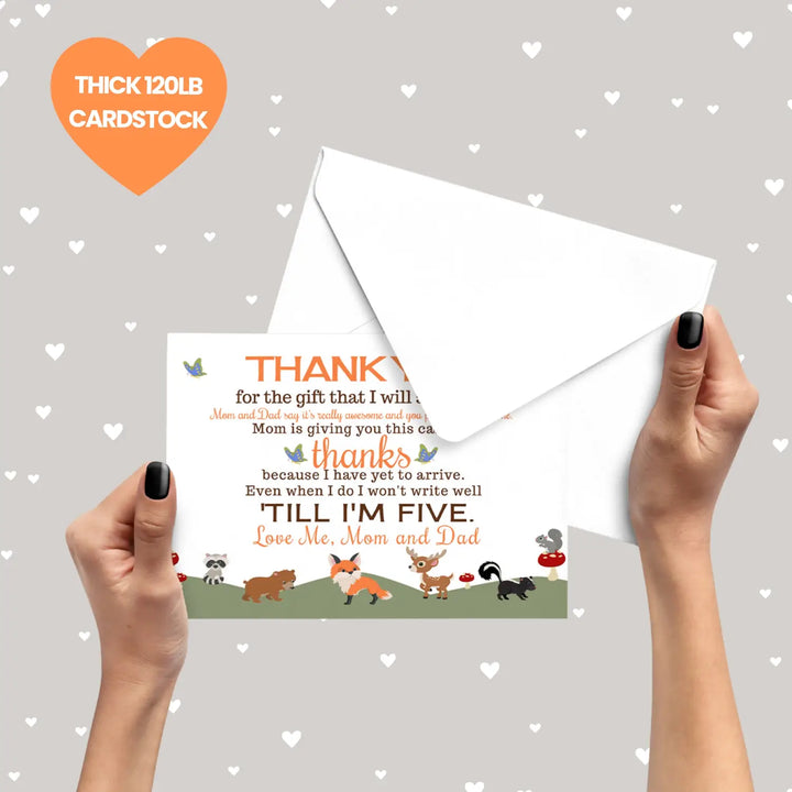 Woodland thank you cards for baby shower – gender neutral notecards (pack of 25) - office product