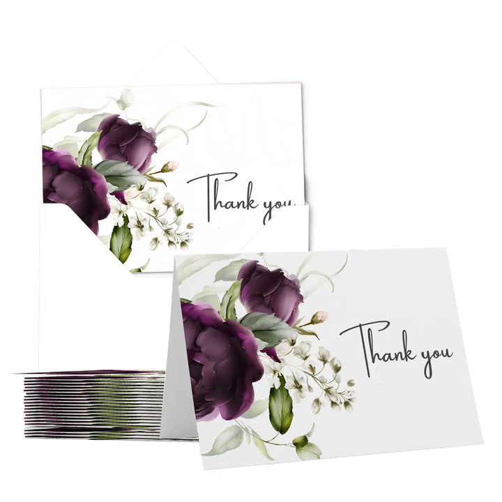 Purple passion thank you cards - 25 blank notecards set with envelopes for every occasion - office product