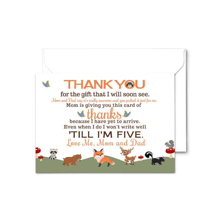 Woodland Thank You Cards for Baby Shower – Gender Neutral Notecards (Pack of 25) - Paper Clever Party