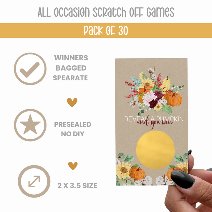 Harvesting Pumpkin Scratch Off Cards, 30 Pack - Paper Clever Party