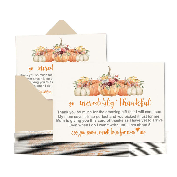 Rustic Pumpkin Baby Shower Thank You Cards – Prewritten Notes (Pack of 25)