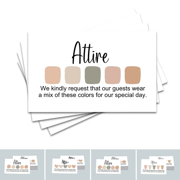 Canyon Sunset Wedding Color Cards - Custom Dress Code Guides - Sets of 100 - Invitation Color Guides - Easy Party Planning