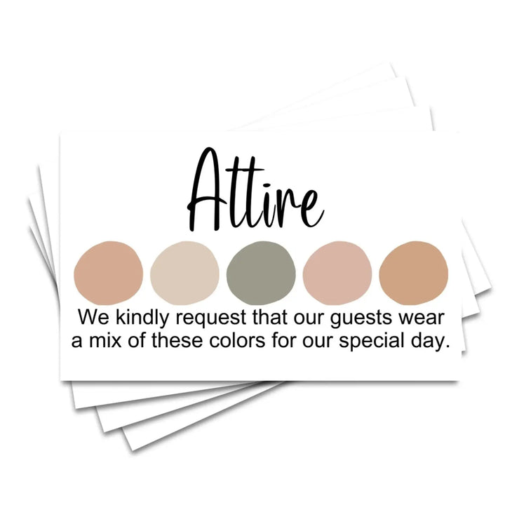 Canyon Sunset Wedding Color Cards - Custom Dress Code Guides - Sets of 100 - Invitation Color Guides - Easy Party Planning
