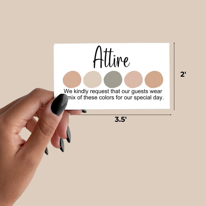 Canyon Sunset Wedding Color Cards - Custom Dress Code Guides - Sets of 100 - Invitation Color Guides - Easy Party Planning