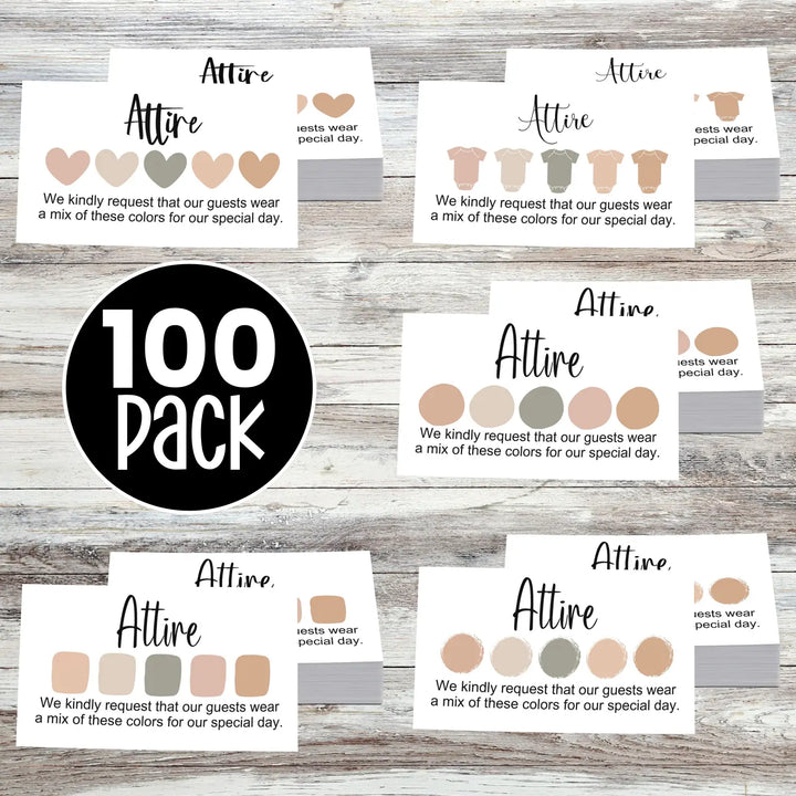 Canyon Sunset Wedding Color Cards - Custom Dress Code Guides - Sets of 100 - Invitation Color Guides - Easy Party Planning
