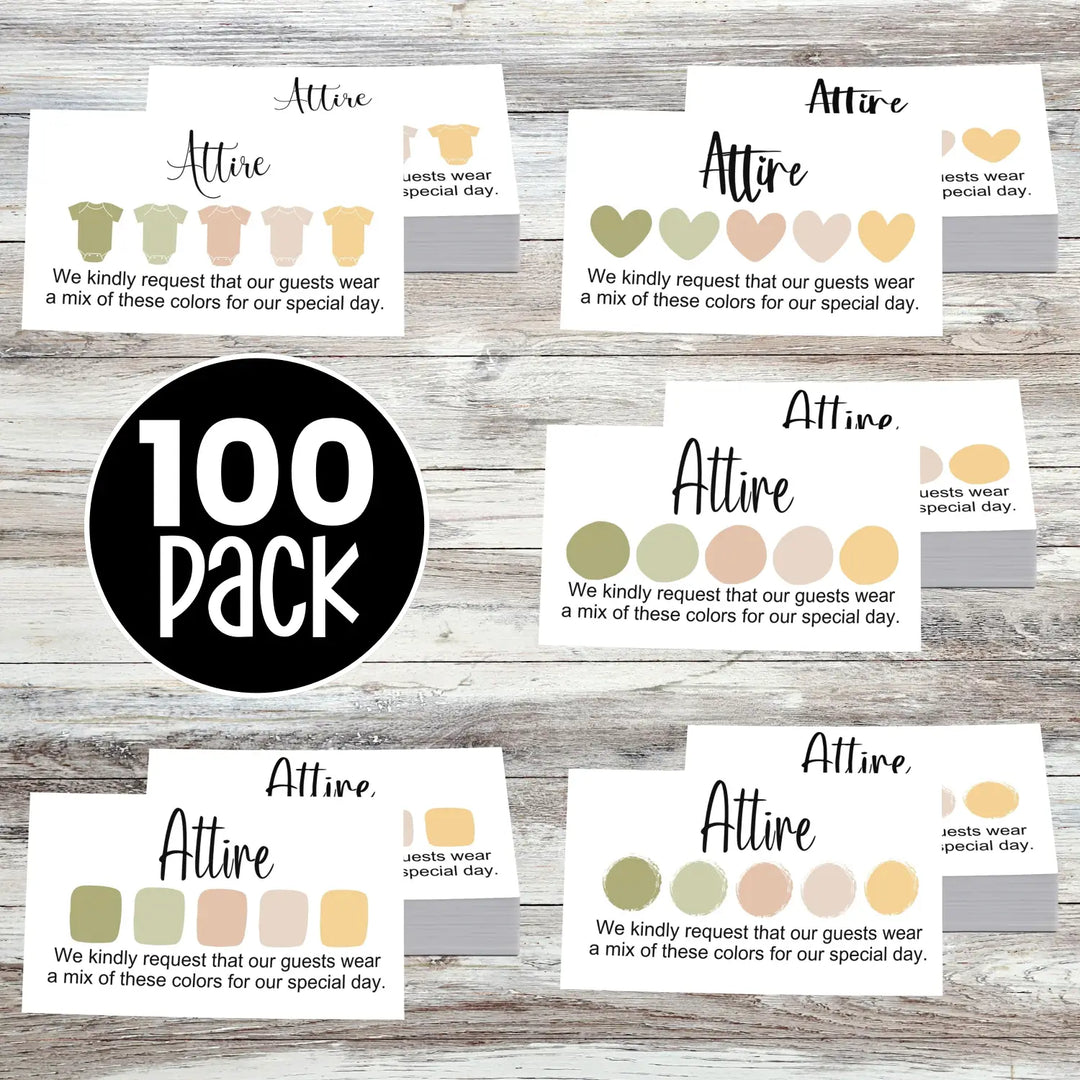 Boho sunset wedding & party color cards: custom dress code guides (sets of 100) - invitations