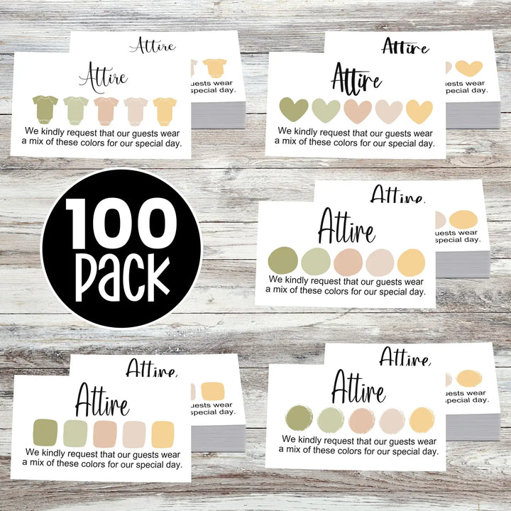 Boho sunset wedding & party color cards: custom dress code guides (sets of 100) - invitations