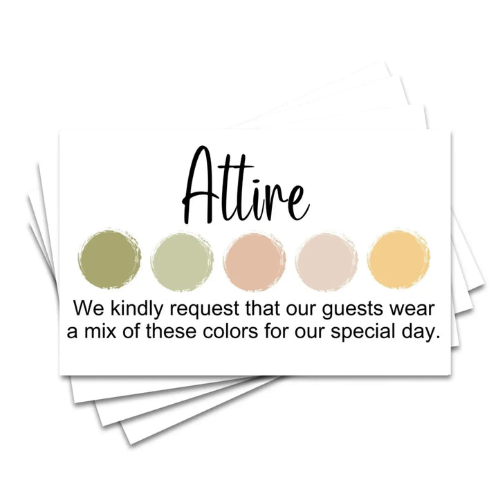 Boho sunset wedding & party color cards: custom dress code guides (sets of 100) - invitations
