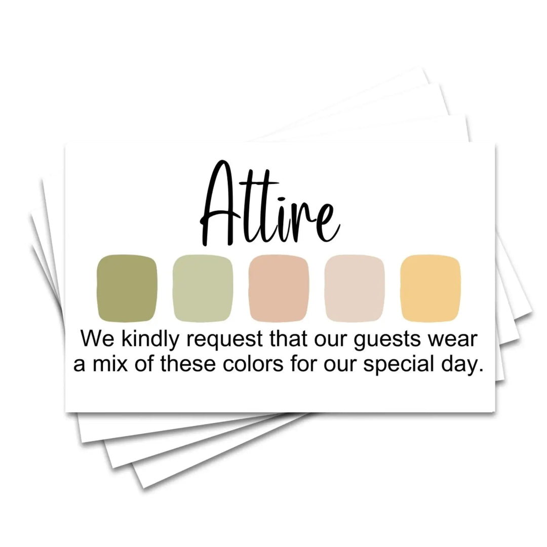 Boho sunset wedding & party color cards: custom dress code guides (sets of 100) - invitations