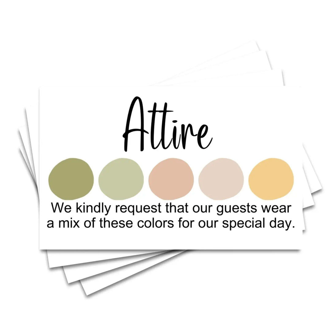 Boho sunset wedding & party color cards: custom dress code guides (sets of 100) - invitations