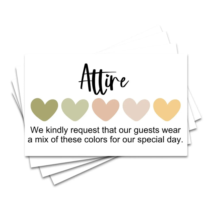 Boho sunset wedding & party color cards: custom dress code guides (sets of 100) - invitations