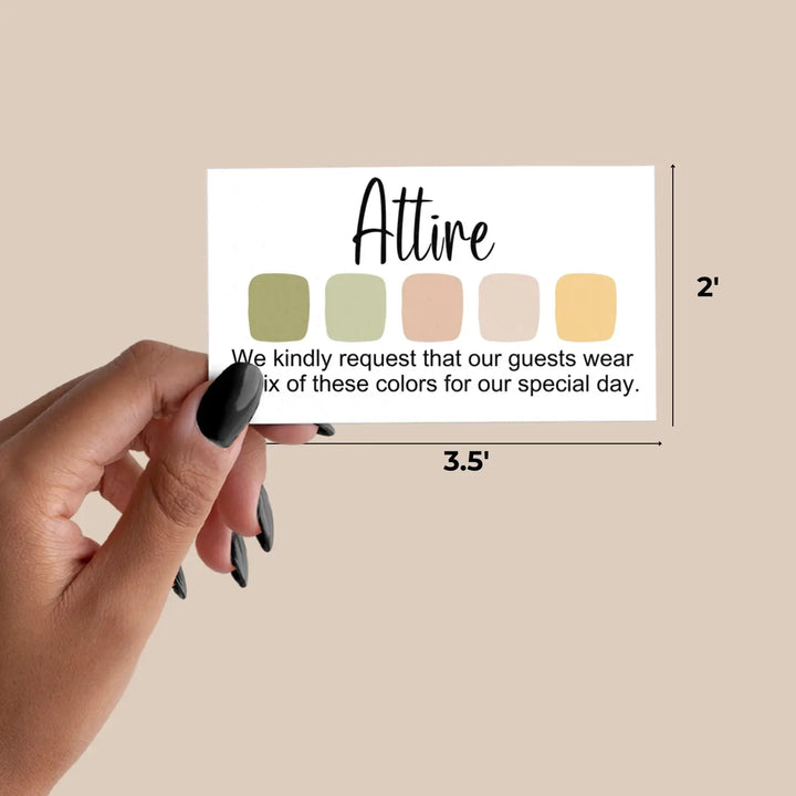 Boho sunset wedding & party color cards: custom dress code guides (sets of 100) - invitations