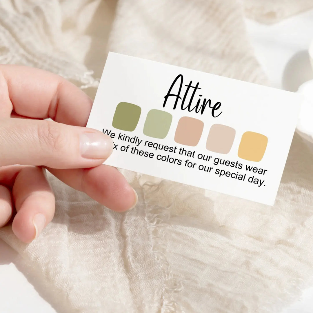 Boho sunset wedding & party color cards: custom dress code guides (sets of 100) - invitations