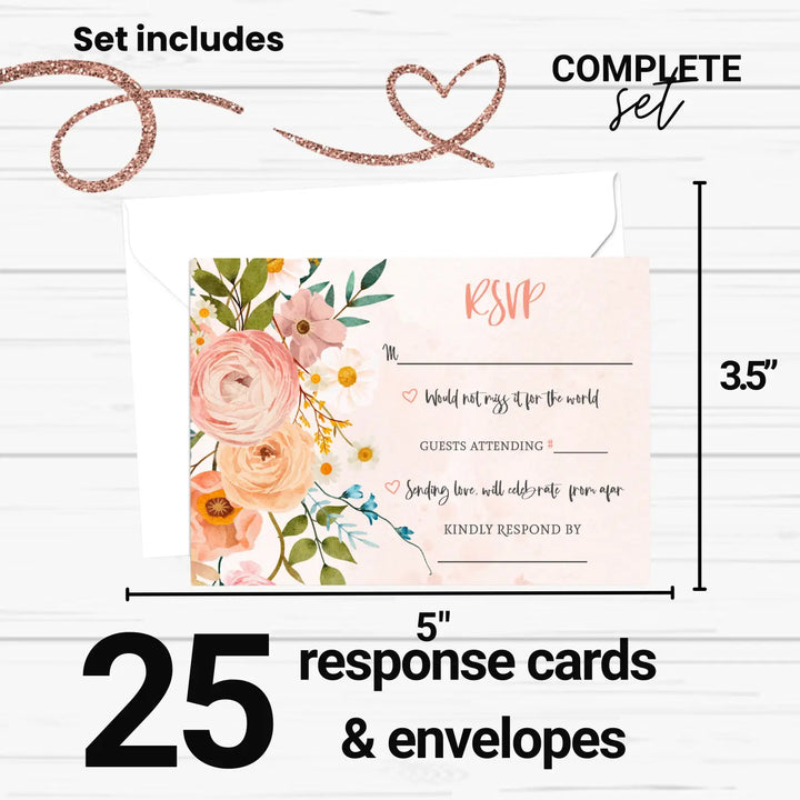 Boho Terracotta Wedding Invitation Response Cards with Envelopes Blank, Perfect All Occasion Insert