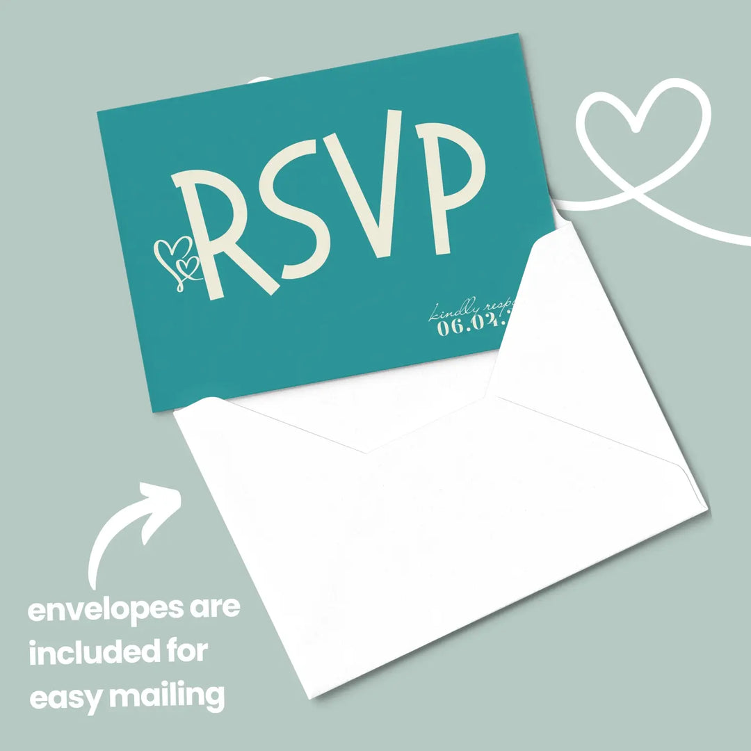 Custom RSVP Cards for Wedding Receptions, Any Occasion Response Cards - Modern Calligraphy, White Lettering