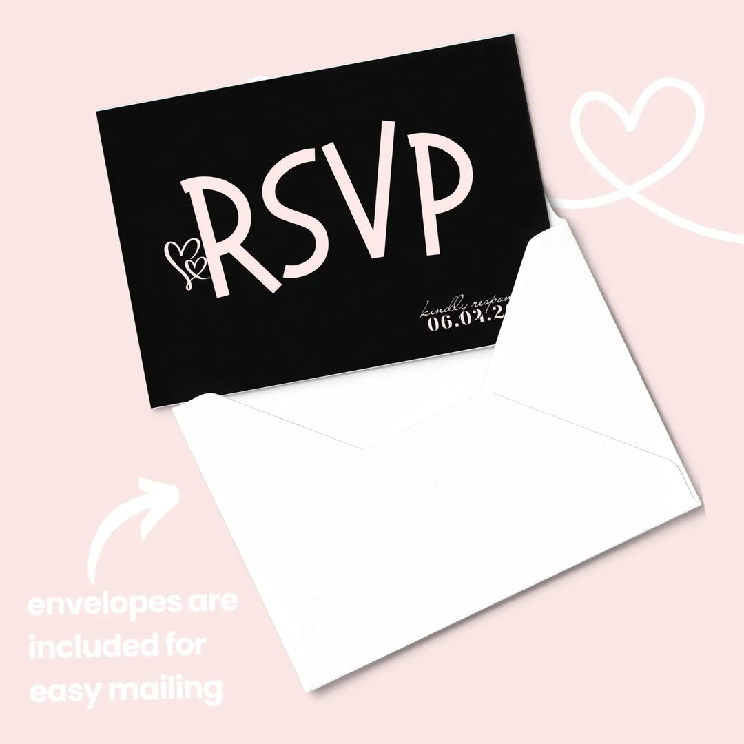 Custom Candy Pink RSVP Cards with Elegant Calligraphy - Premium Card Stock, 4x6 Inch Size