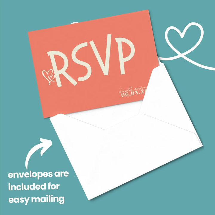 Watermelon RSVP Cards with Elegant Calligraphy - Premium Card Stock, 4x6 Inch