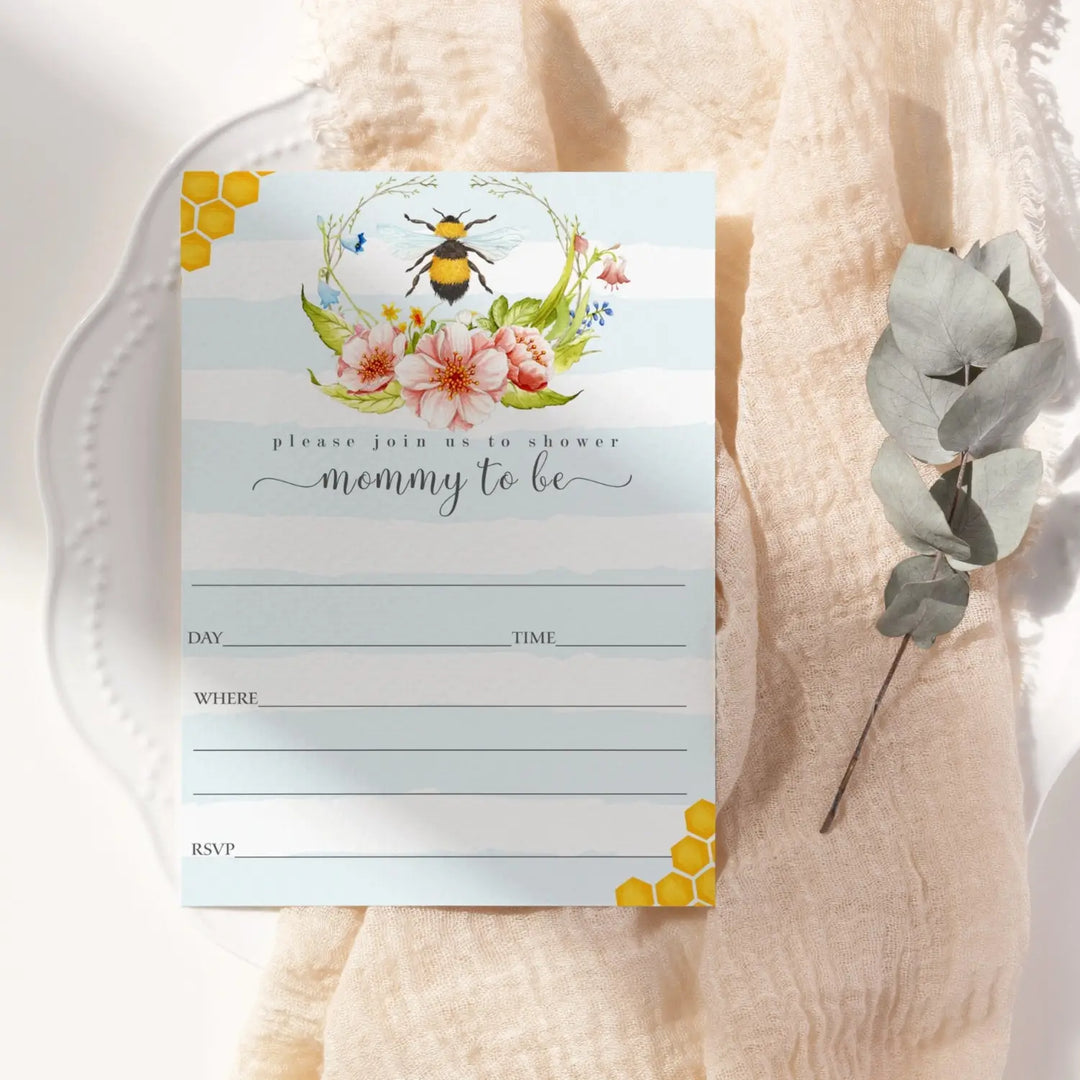 Mama Bee Baby Shower Invites - 25ct, Customizable, 5x7