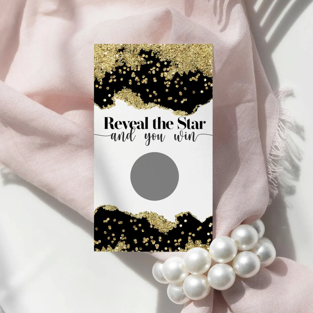 Black and Gold Elegant Scratch Off Games for Bridal Shower, All Occasions (30 Pack) - Raffle Ticket Ideas, Party Favors