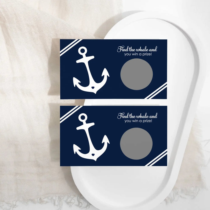 Anchor Bridal Shower Scratch Off Games - 28 Cards - Fun Wedding Shower Game or Engagement Party Ideas Tying the Knot Design in Blue and White