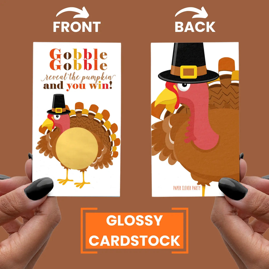 Thanksgiving Party Games - Turkey Scratch Off Cards, 30 Pack, Family Dinner Activities