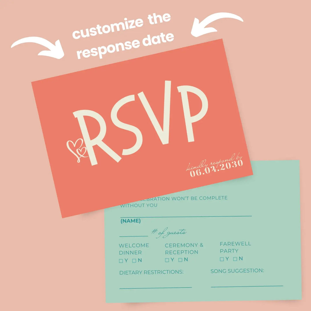 Watermelon RSVP Cards with Elegant Calligraphy - Premium Card Stock, 4x6 Inch