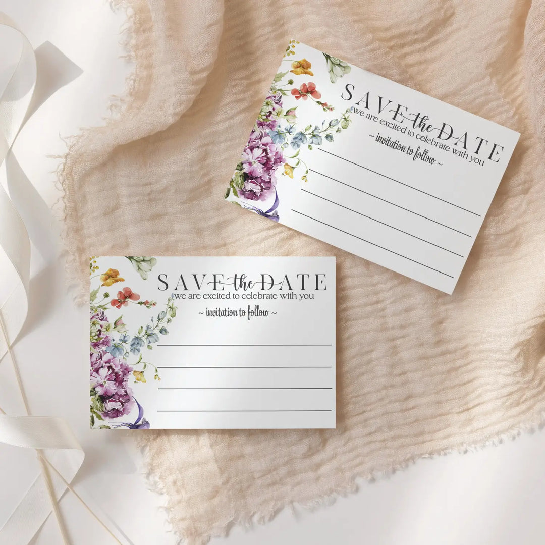 Rustic Wildflower Save the Date Cards (25 Pack) - Charming Invitations for All Occasions - 3.5x5