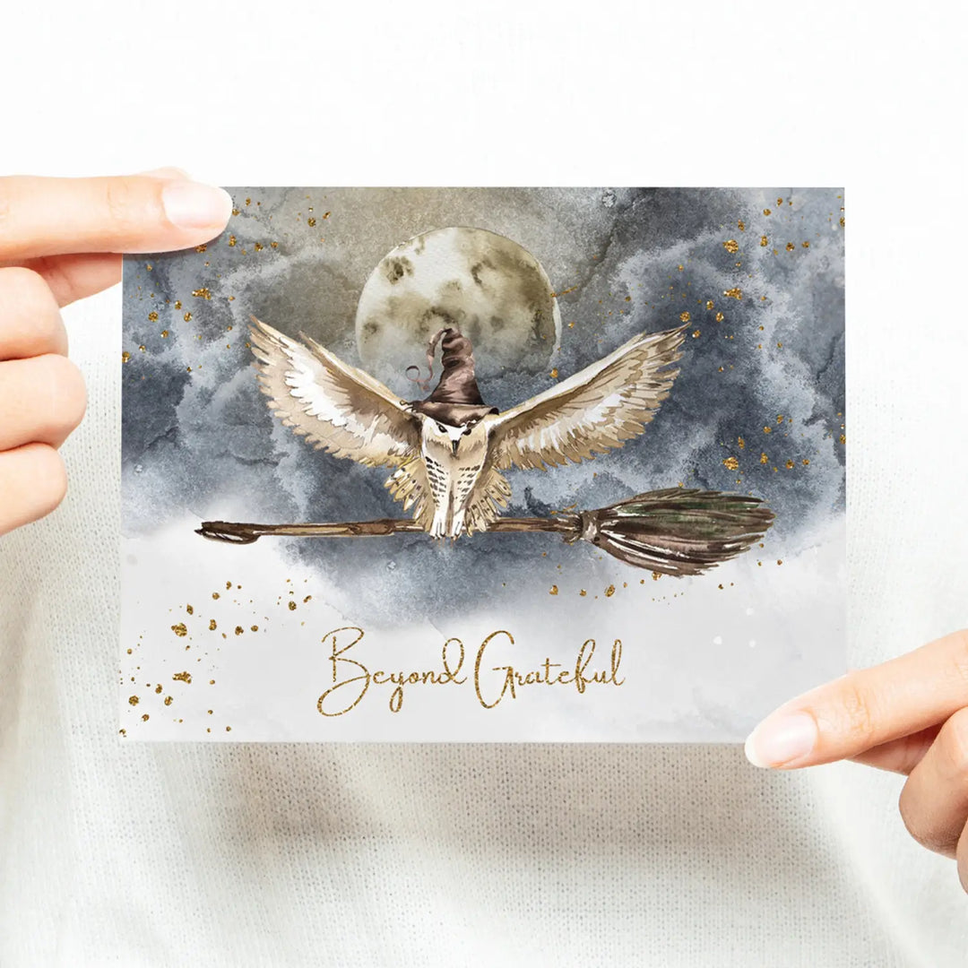 Magic owl thank you cards - enchanting 25-pack notecards set with envelopes for special events - office product