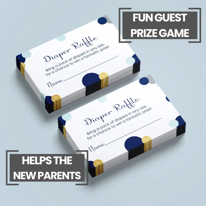 Paper clever party navy and gold diaper raffle tickets for baby shower games invitation insert cards 2x3.5 25 pack