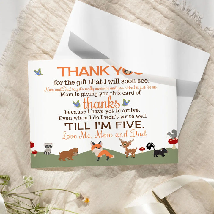 Woodland thank you cards for baby shower – gender neutral notecards (pack of 25) - office product