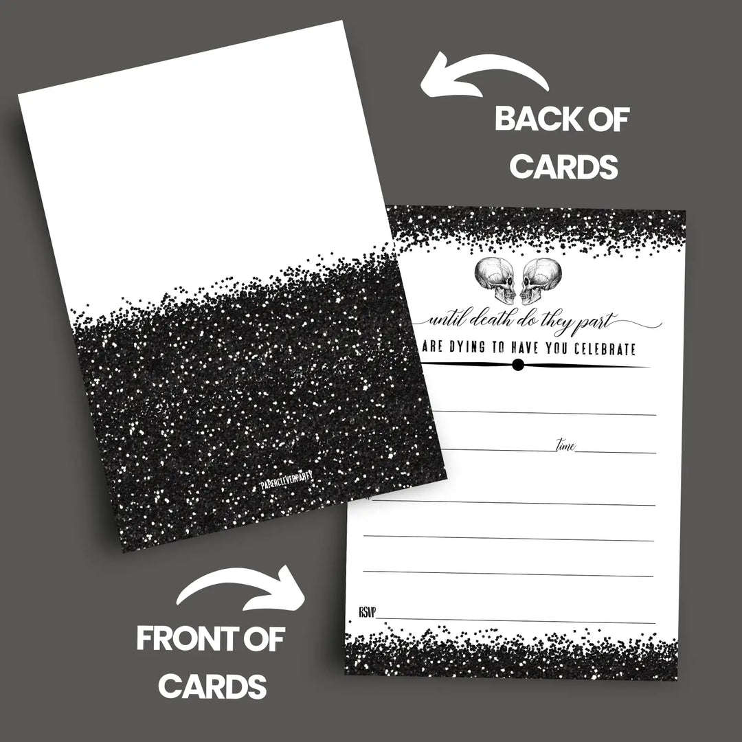 Gothic skull halloween party invites - 25ct black & white 5x7 - invitations