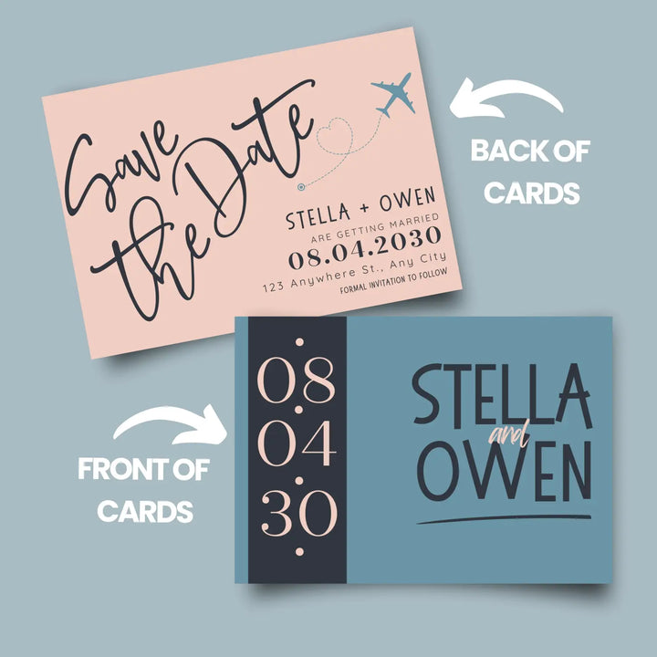 Custom Teal, Peach and Slate Grey Save the Date Cards - Personalized 4x6 Inch Invitations with Elegant Typography and White Envelopes - Perfect for Weddings, Birthdays, and Showers