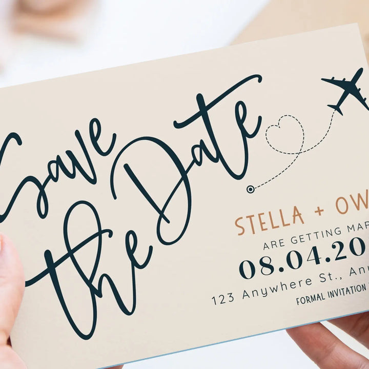 Custom Tuscan Sun, Tan, and Black Save the Date Cards - Personalized 4x6 Inch Invitations with Elegant Typography and White Envelopes - Perfect for Weddings, Birthdays, and Showers