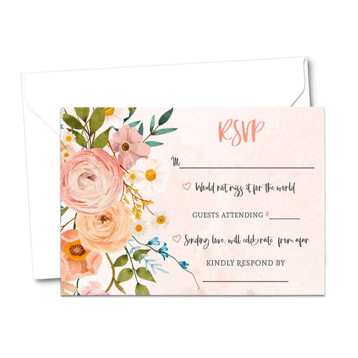 Boho Terracotta Wedding Invitation Response Cards with Envelopes Blank, Perfect All Occasion Insert