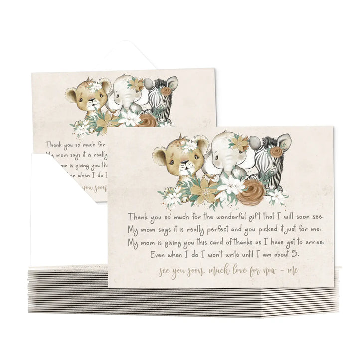 Flora jungle baby shower thank you cards for girls – notecards with envelopes (pack of 25) - office product