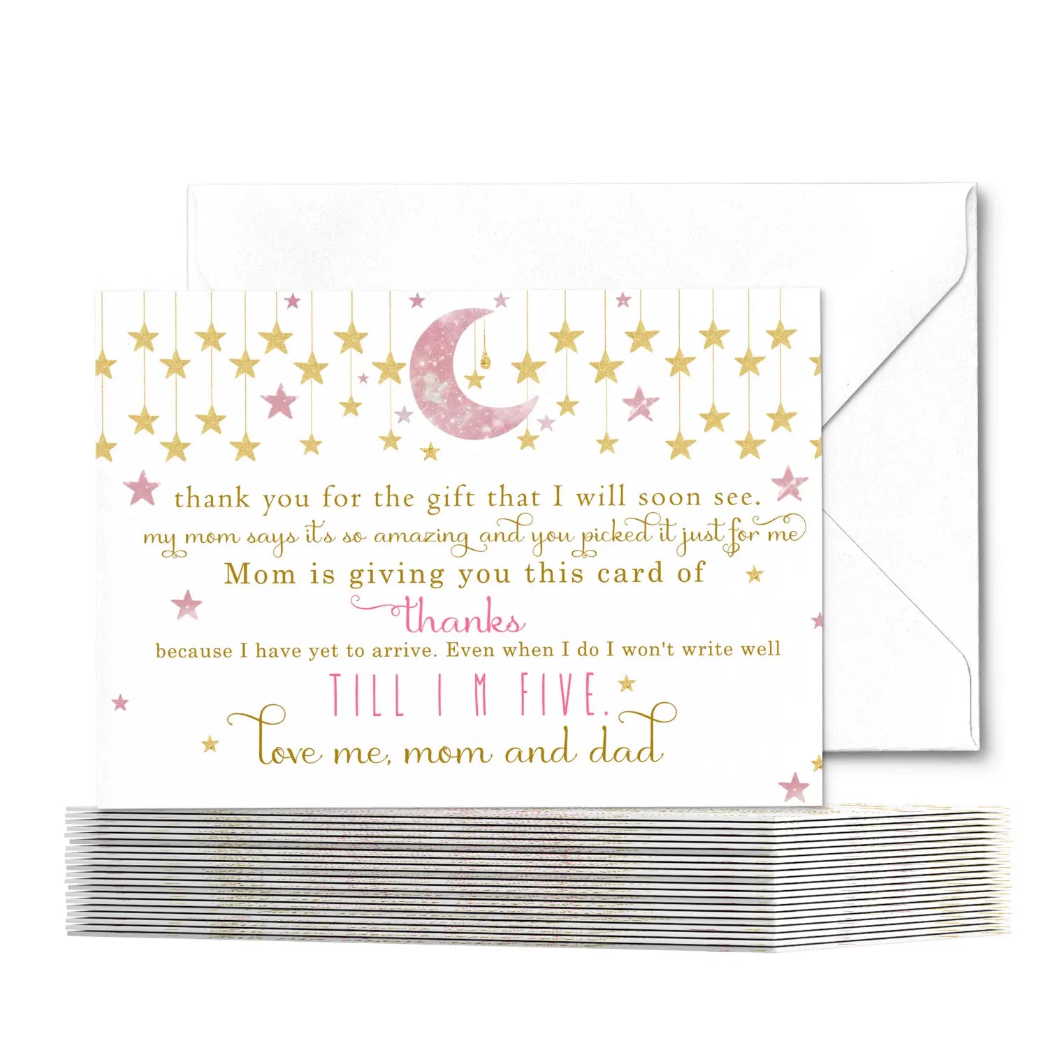 Twinkle little star thank you cards for girls – pink and gold notecards (pack of 25) - office product