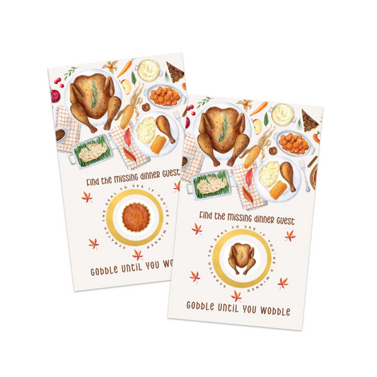 Thanksgiving Feast Scratch Off Game Cards - 30-Pack for Turkey Day Celebrations, Friendsgiving Fun, and Autumn Gatherings