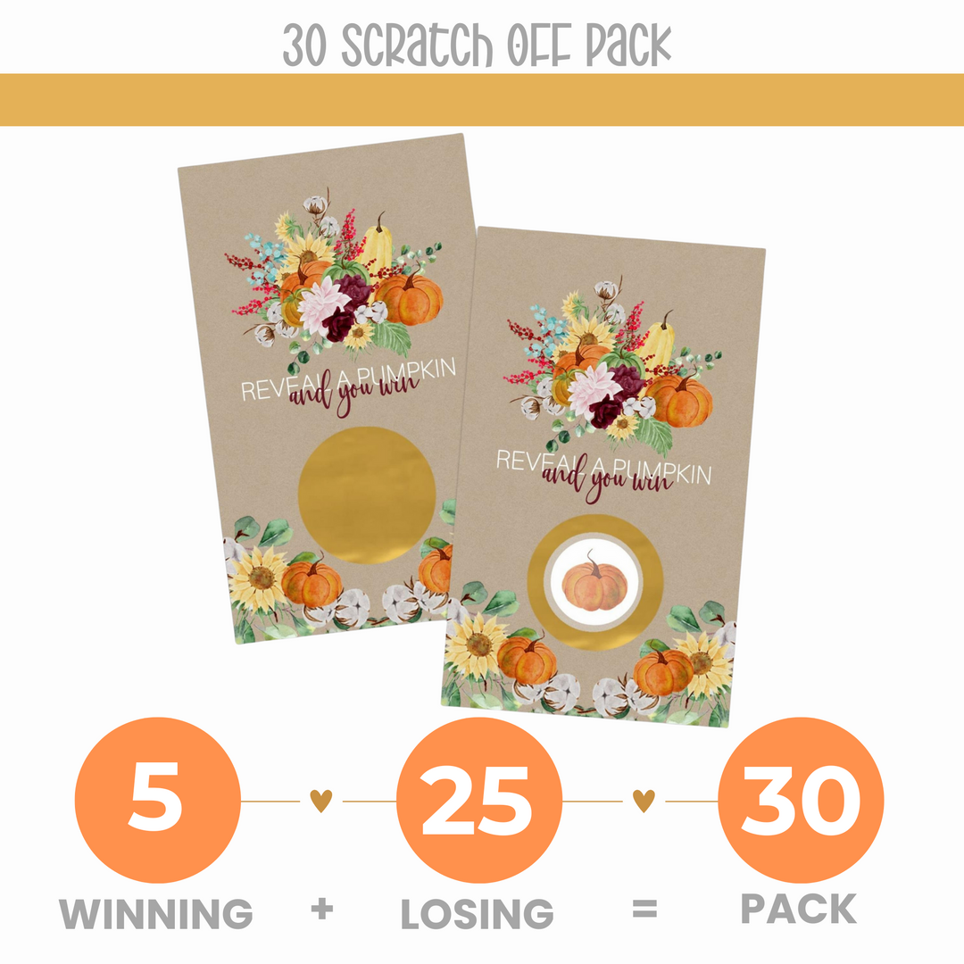 Harvesting Pumpkin Scratch Off Cards, 30 Pack - Paper Clever Party