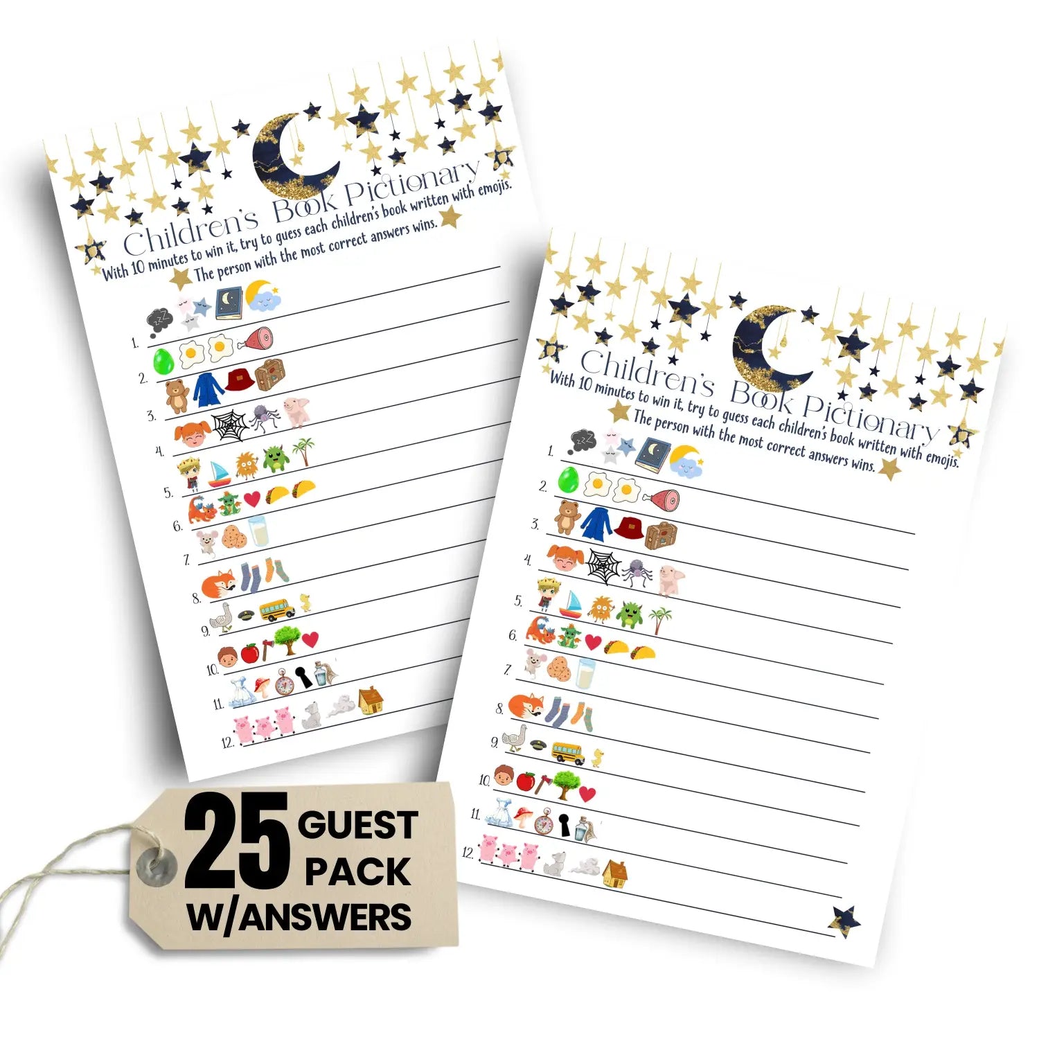 Paper clever party twinkle little star baby shower storybook guessing game - royal blue & gold 25-pack 5x7” cards