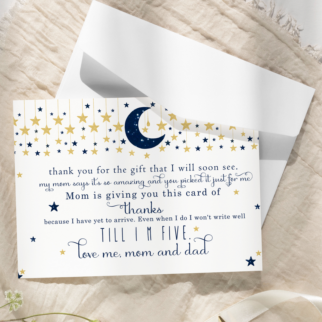 Twinkle Little Star Thank You Cards for Boys – Notecards with Envelopes (Pack of 25) - Paper Clever Party