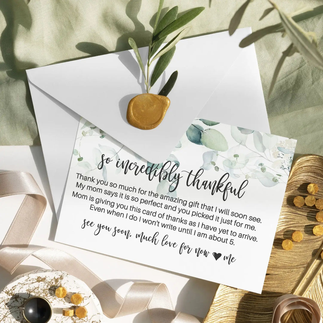 Greenery Thank You Cards for Girls Baby Shower – Personalized Notecards (Pack of 25)