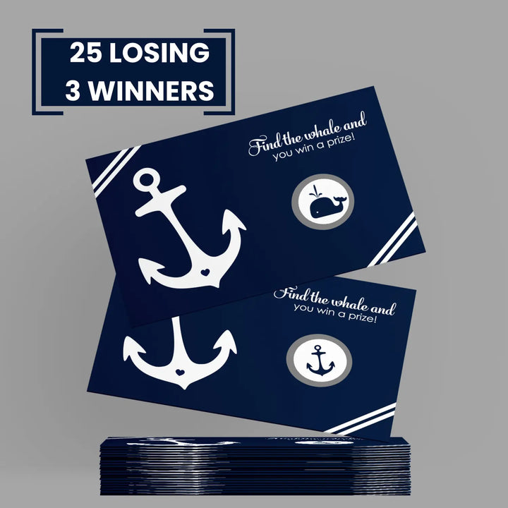 Anchor Bridal Shower Scratch Off Games - 28 Cards - Fun Wedding Shower Game or Engagement Party Ideas Tying the Knot Design in Blue and White