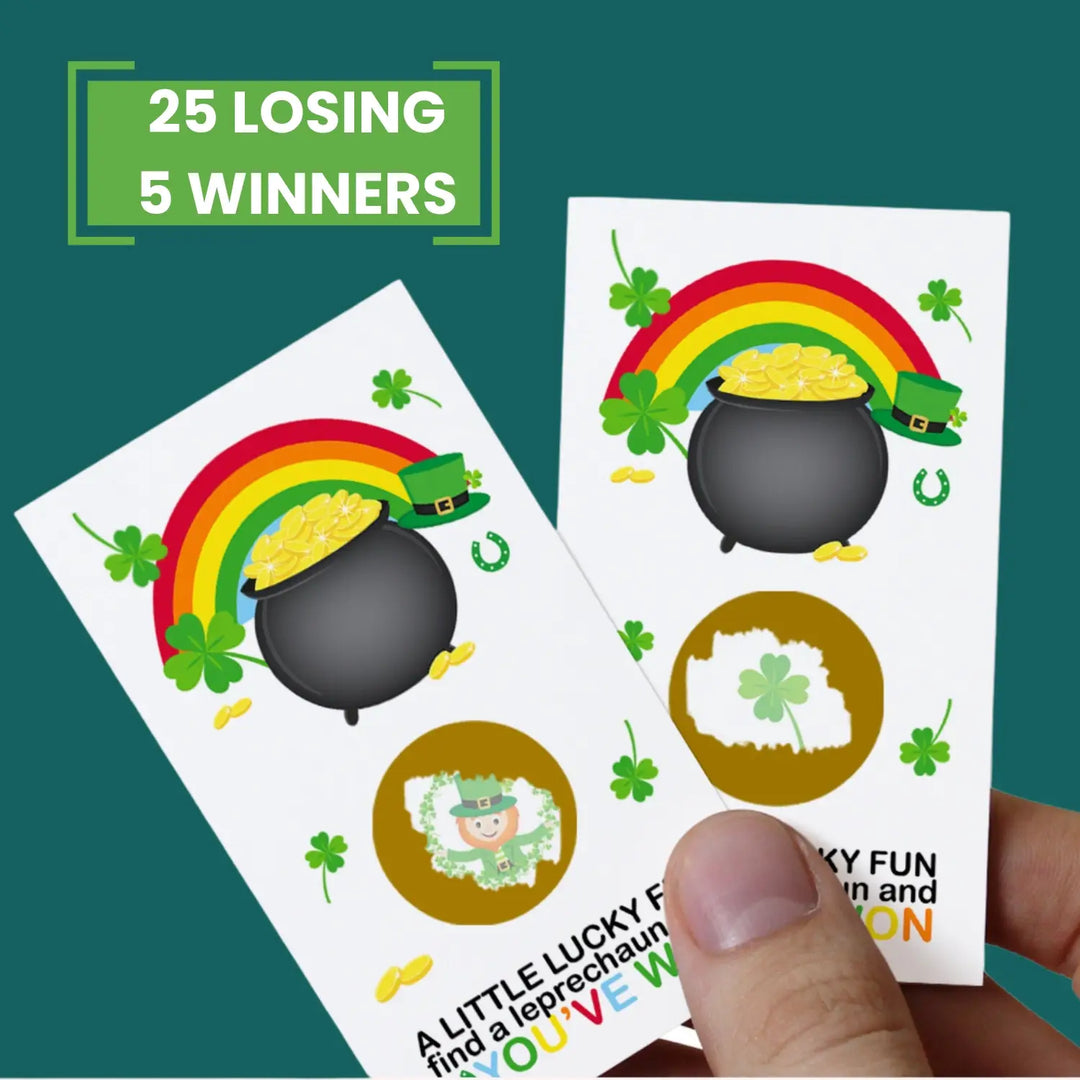 St. Patrick's Day Scratch Off Raffle Cards - 30 Pack - Lucky Love Bridal Shower Games Leprechaun Raffle Tickets Engagement Party Shamrock